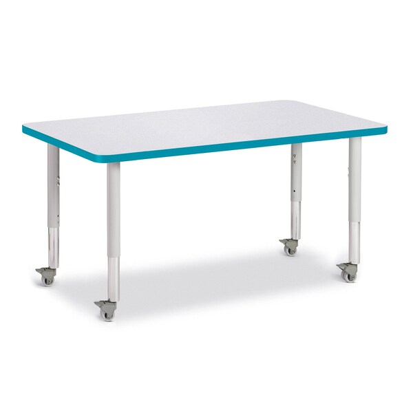 Jonti-Craft Berries Rectangle Activity Table, 30 in. x 48 in., Mobile, Freckled Gray/Teal/Gray 6473JCM005 - main